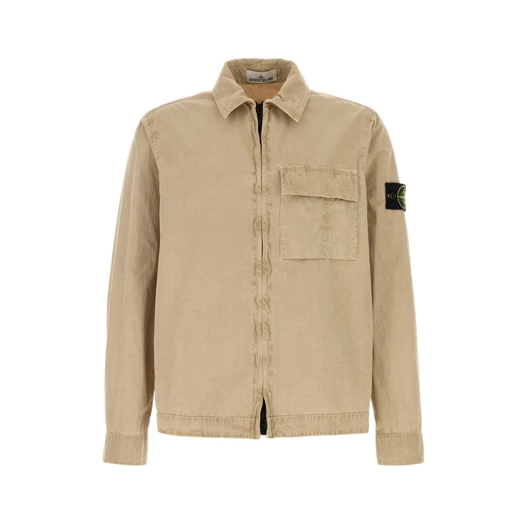 Stone Island Beige Cotton Shirt Desert Tessuto Principale: Cotone Camicie - Men