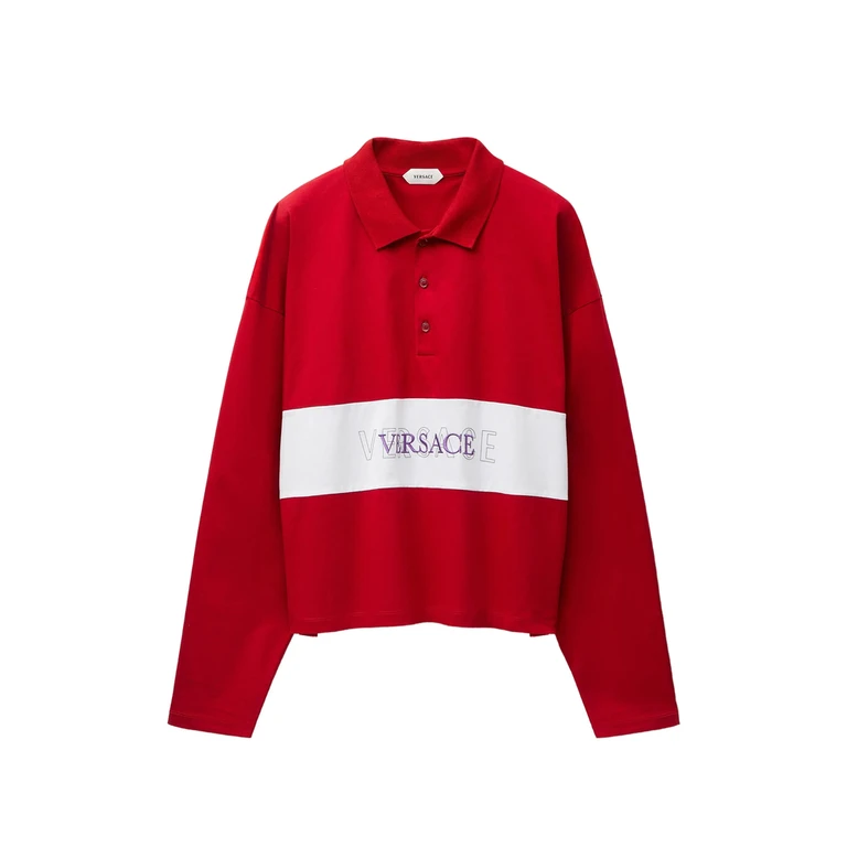 Versace Embroidered-logo Intarsia Cotton-jersey Polo