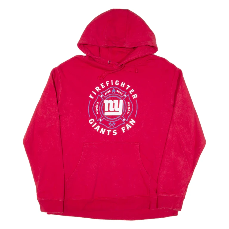 FANATICS Firefighter Ny Giants Fan Mens Red Hoodie USA XL