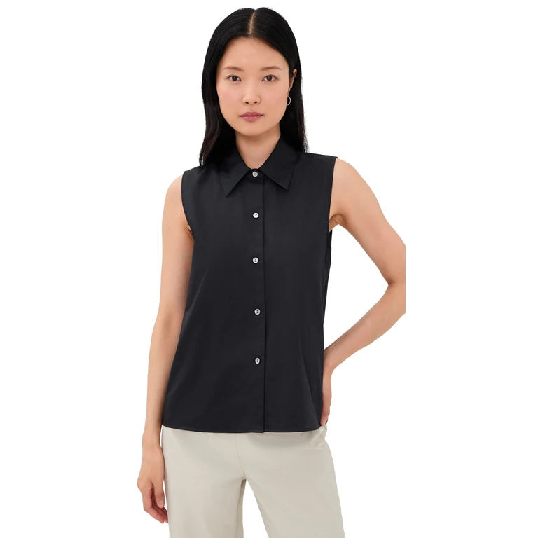 Vince Relaxed Button Down Tank Top Ink XS