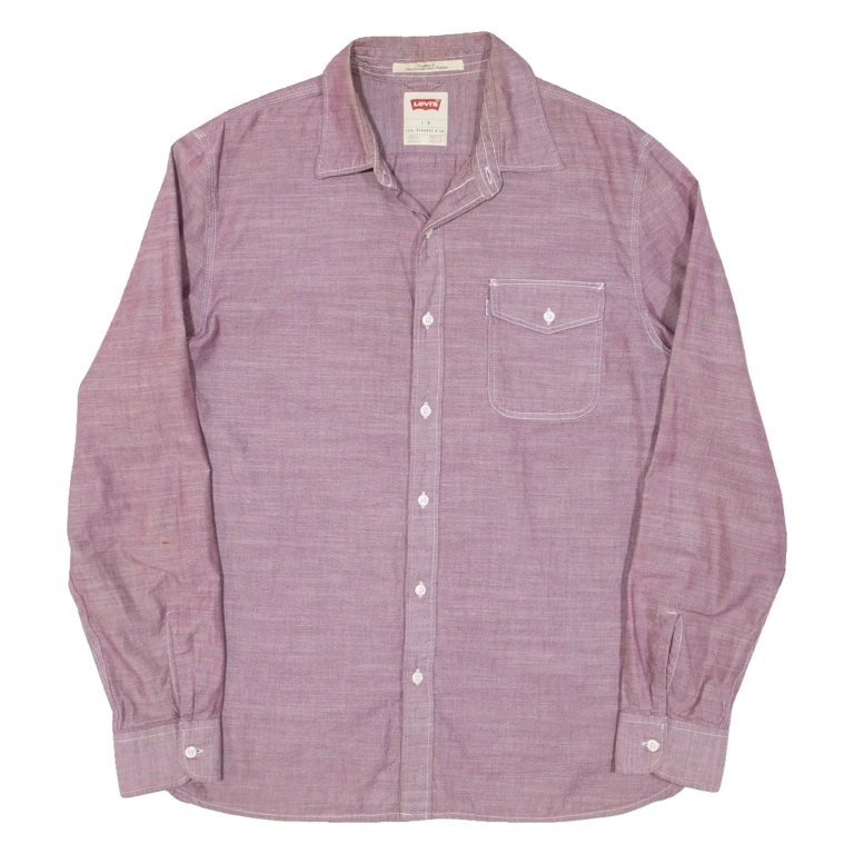 LEVI'S Mens Plain Shirt Maroon Long Sleeve L