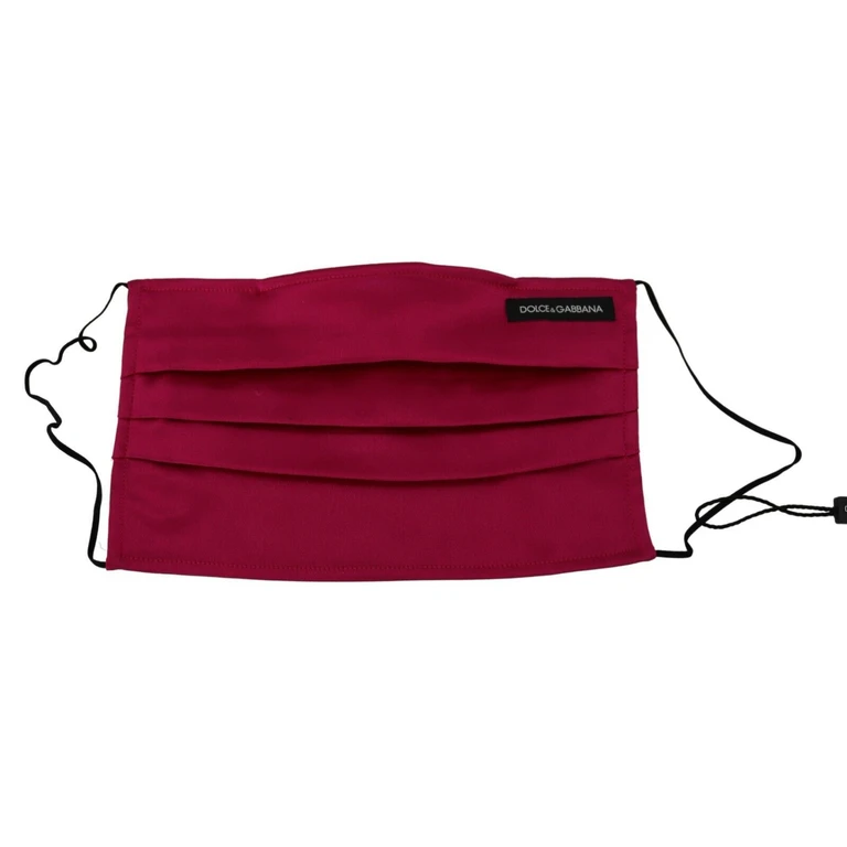 Dolce & Gabbana Maroon Silk Pleated Elastic Ear Strap One Size Face Mask Accessory - Women