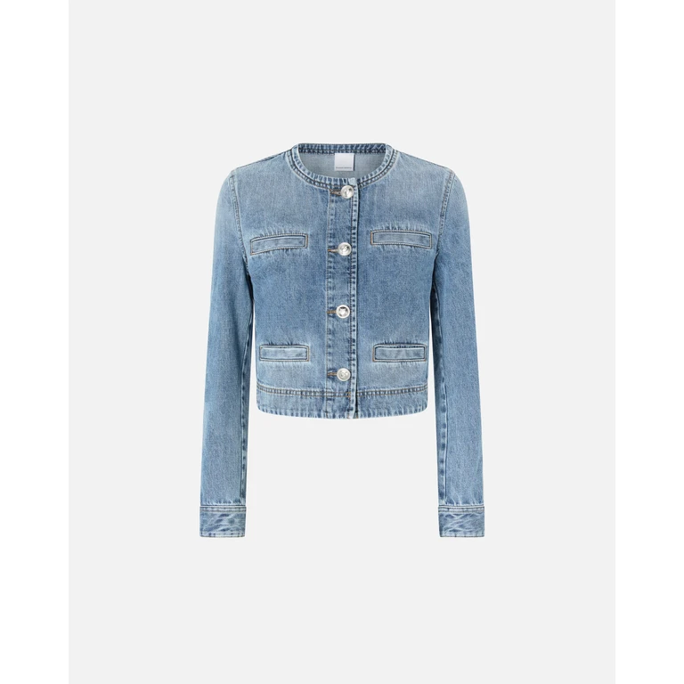 Pinko - Veste courte en denim boutonnée avec poches - 46