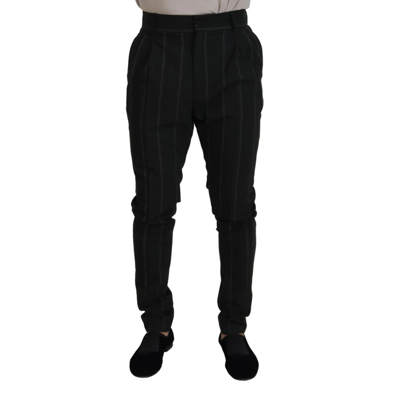 Dolce & Gabbana Black Striped Men Trousers Cotton Pants Polyester - Men