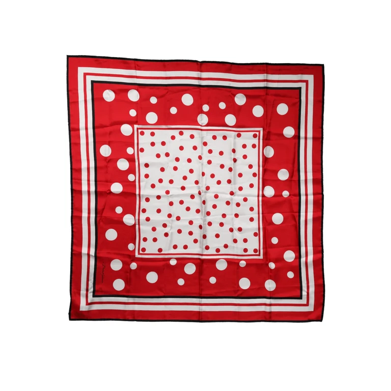 Dolce & Gabbana Red White Polka Dot Square Foulard 90cm X 88cm Scarf And Silk - Women