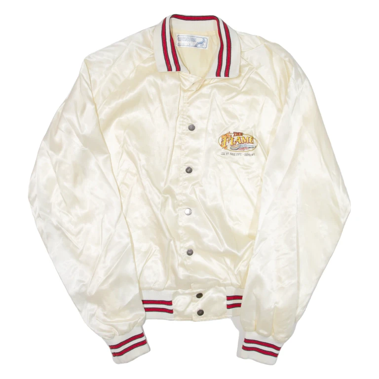 CAPRICORN The Flame Mens Bomber Jacket Cream Nylon USA L