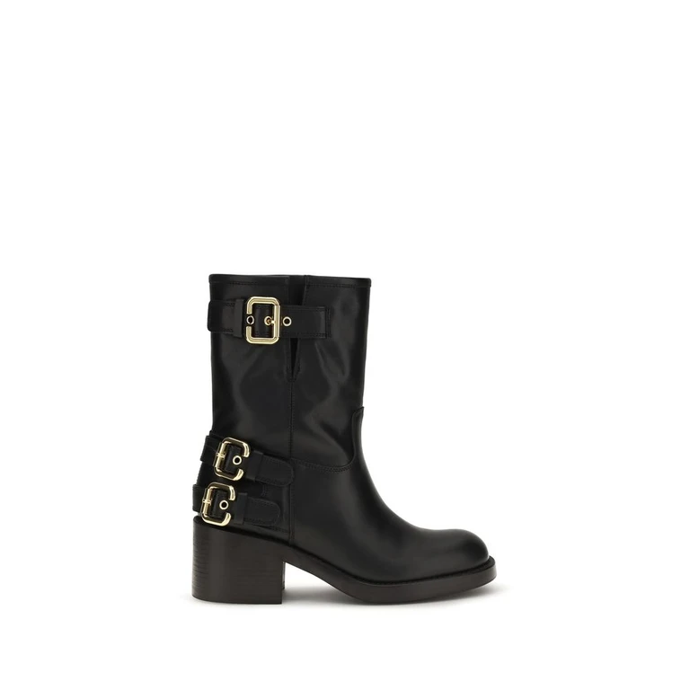 Chloé Black Calf Leather Bos Taurus Ankle Boots - Women