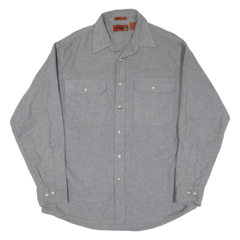FIELDMASTER Mens Flannel Shirt Grey Long Sleeve L