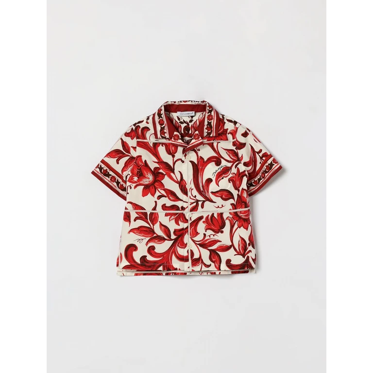 Boy's Majolica Print Cotton Bowling Shirt (L14S82FI5OII63TN)