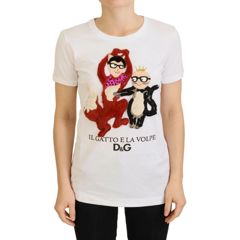 Dolce & Gabbana T-Shirt Top White Textured Short Sleeve Cotton - Women