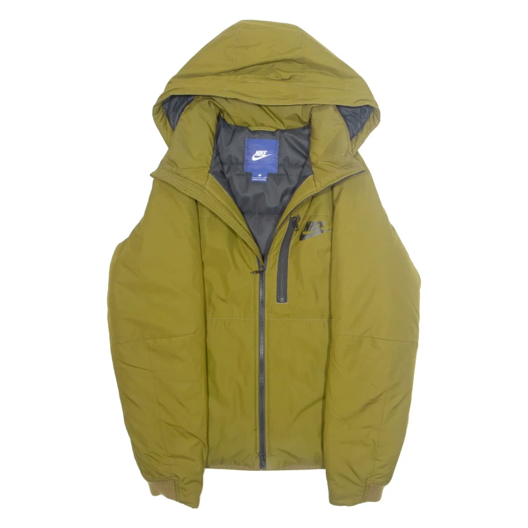 NIKE Mens Puffer Coat Green Hooded S