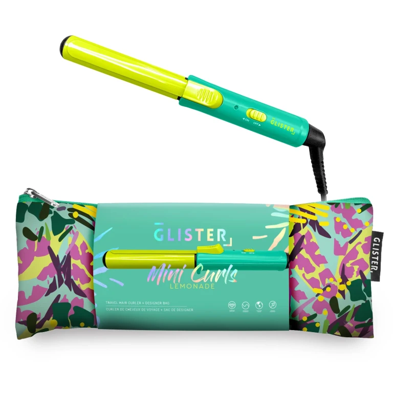 "Mini Curls" Travel Clip Curler with Carrying Pouch - Lemonade