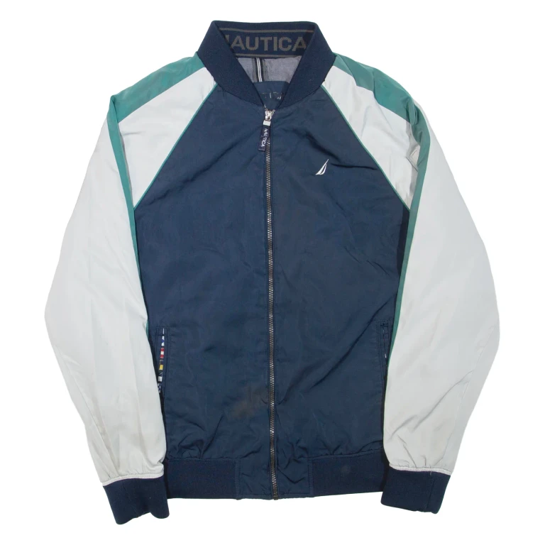 NAUTICA Mens Track Jacket Blue Colourblock M