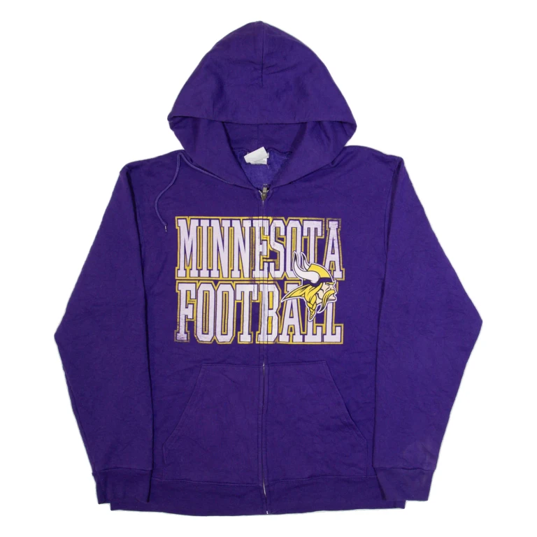 NFL Minnesota Vikings Mens Purple Hoodie Full Zip USA M