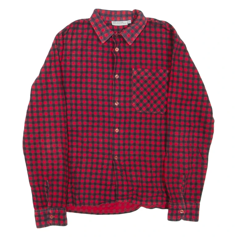 Mens Shirt Red Check Long Sleeve S