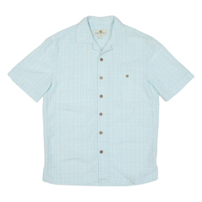 ISLAND SHORES Mens Shirt Blue Check S