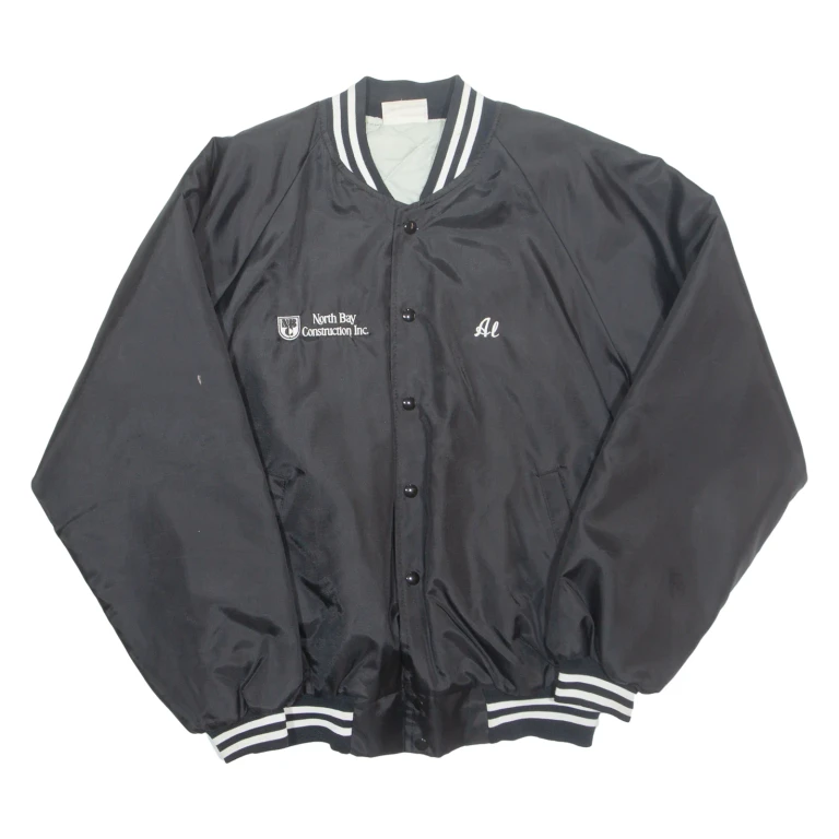 HARTWELL Northbay Construction Mens Varsity Jacket Black Nylon USA L