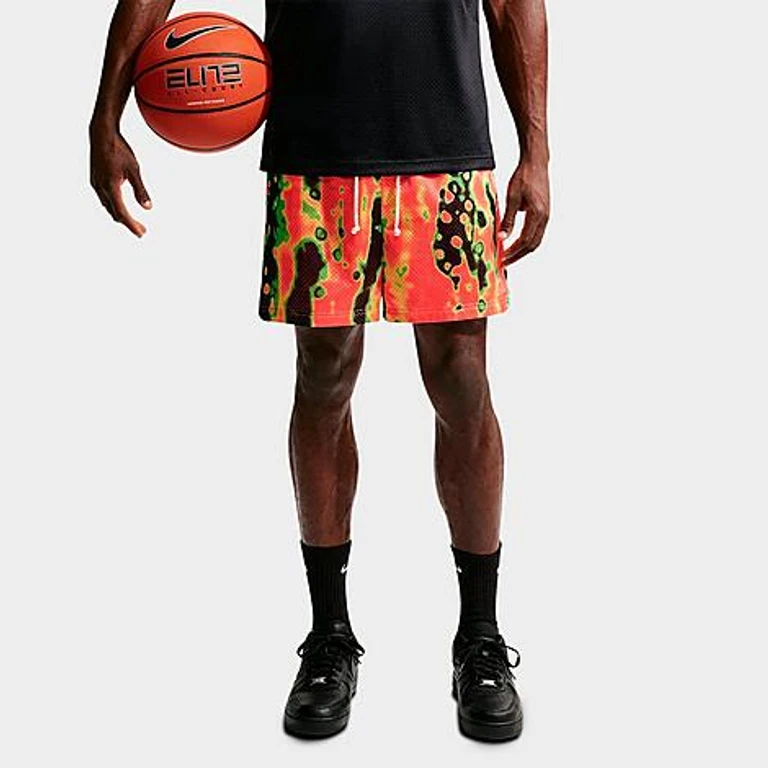Nike Men's Standard Issue Practice Mesh 5" Basketball Shorts in Turf Orange/Pale Ivory Size: XS