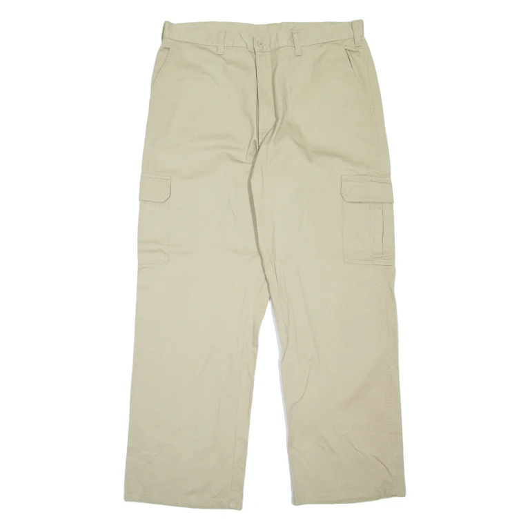 DICKIES Cargo Workwear Mens Trousers Beige Loose Straight W38 L32