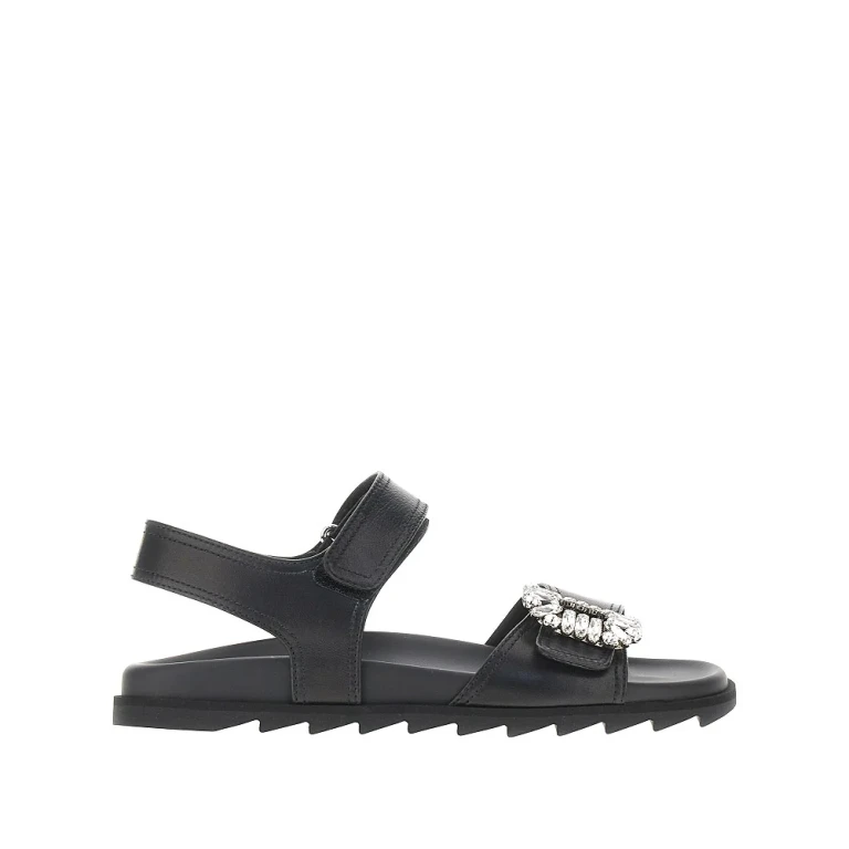 ROGER VIVIER Viv Strass leather sandals Woman 39
