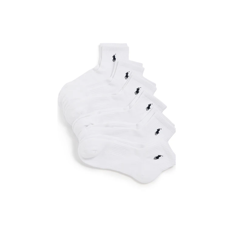 Polo Ralph Lauren Performance Quarter Socks 6 Pack White 10-13
