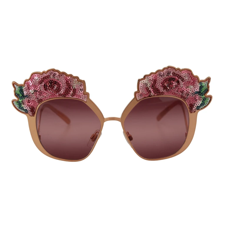 Dolce & Gabbana Pink Gold Rose Sequin Embroidery Dg2202 Sunglasses Metal - Women