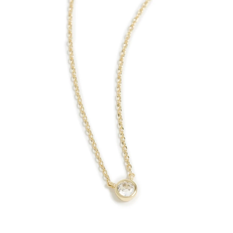 By Adina Eden Mini Cubic Zirconia Bezel Pendant Necklace Gold One Size