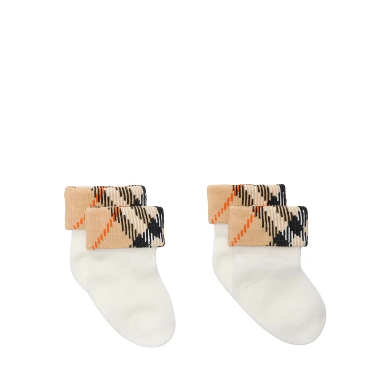 BURBERRY KIDS Calze A Righe Chk Turn Back Set Socks