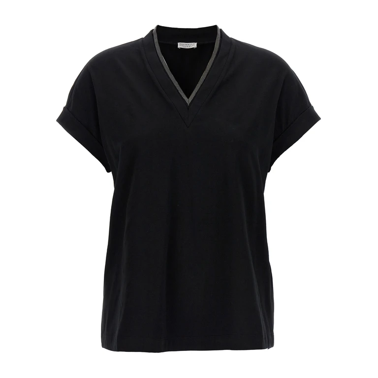 Brunello Cucinelli Black Cotton T-Shirt - Women
