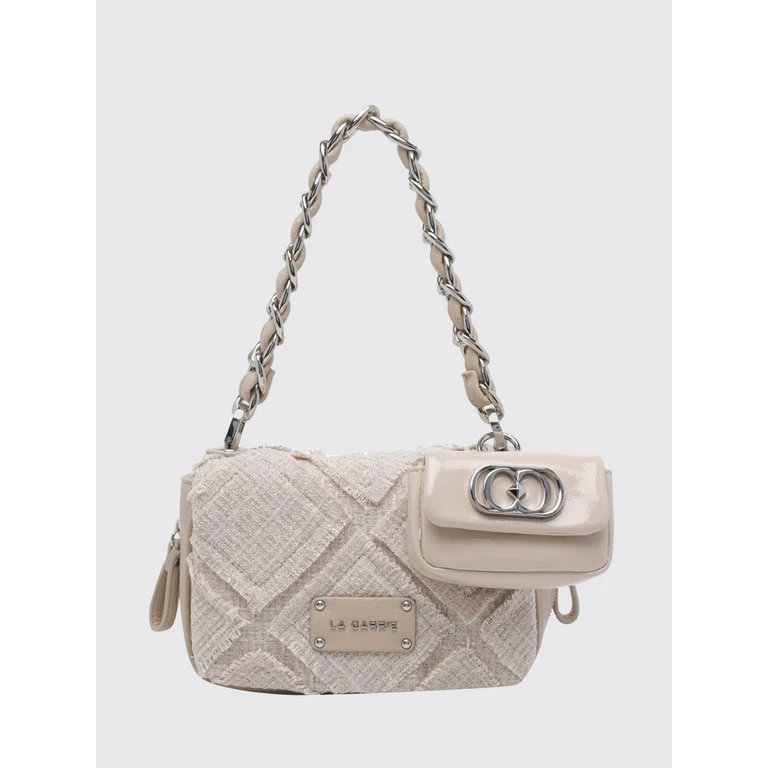 Tweed Mini Shoulder Bag with Woven Chain Handle (161MBS450CANBEI)