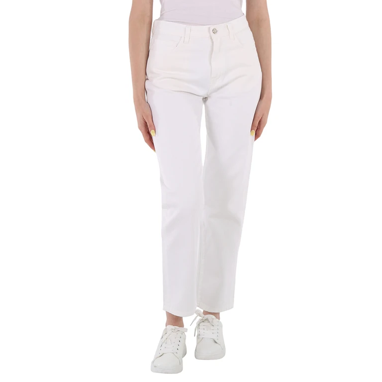 Moncler Ladies White Straight-Leg Trousers