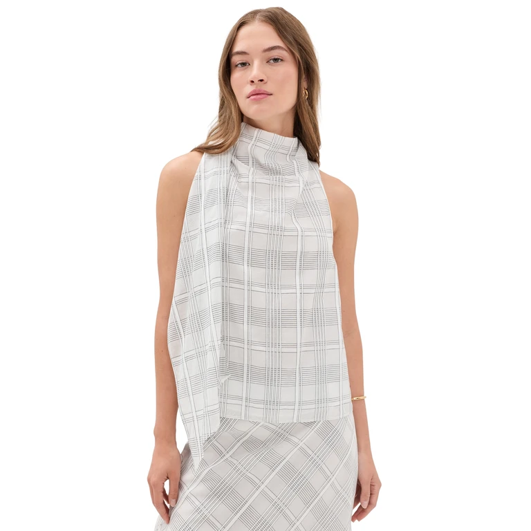 rag & bone Adela Plaid Top White Plaid XS