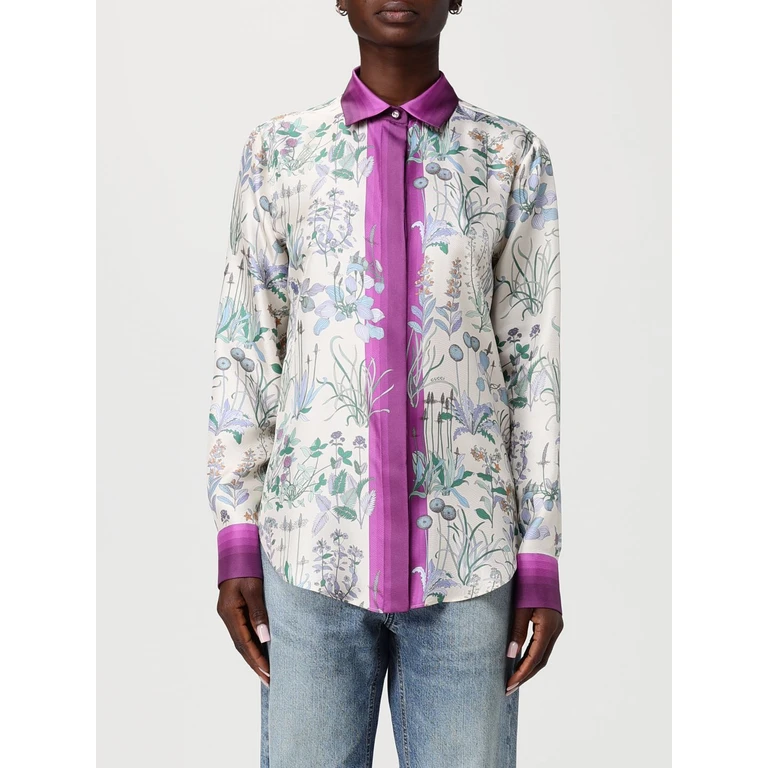 Silk Twill Shirt with Floral Print