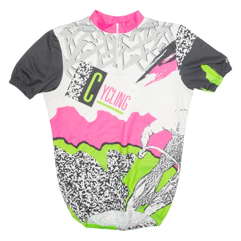 Cycling Mens Jersey White 90s 1/4 Zip L
