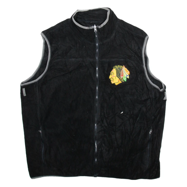 NHL Chicago Blackhawks Mens Fleece Gilet Black USA XL