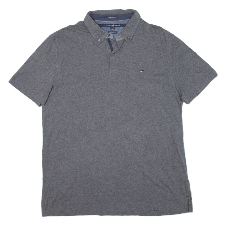 TOMMY HILFIGER Custom Fit Mens Polo Shirt Grey L