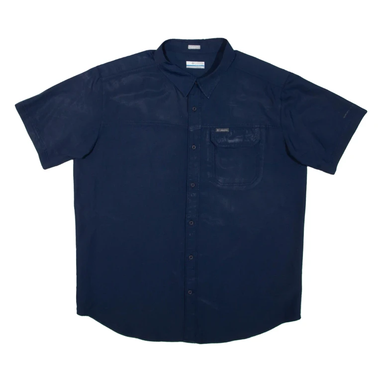 COLUMBIA Mens Plain Shirt Blue L