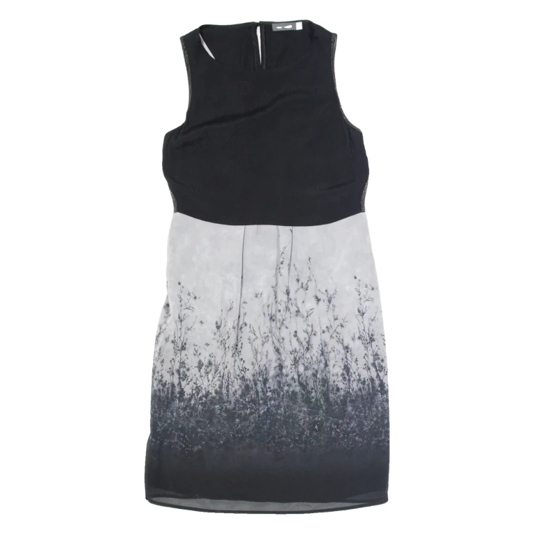 MINT VELVET Womens Day Dress Black Floral Sleeveless Midi UK 10