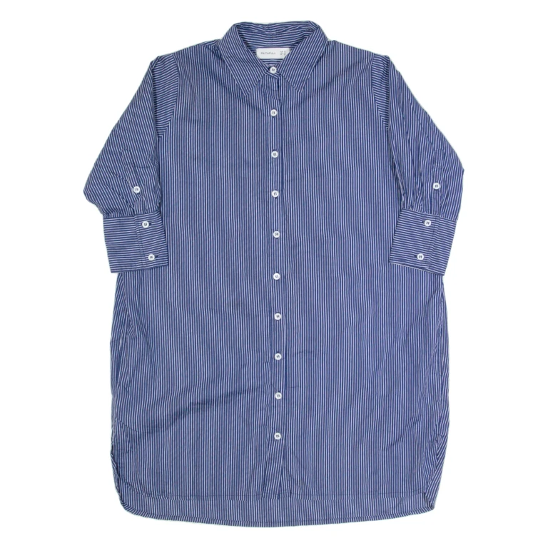 FAITHFULL THE BRAND Womens Shirt Dress Blue Striped Knee Length UK 8