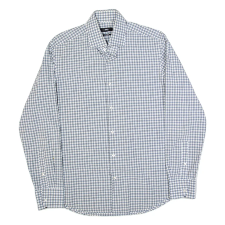 BOSS HUGO BOSS Mens Shirt Grey Check Long Sleeve M