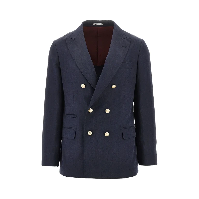 Veste croisée Brunello Cucinelli en sergé de soie et lin