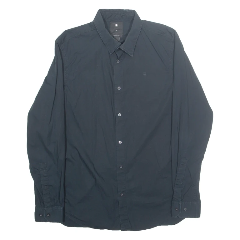 G-STAR Mens Plain Shirt Black Long Sleeve 2XL