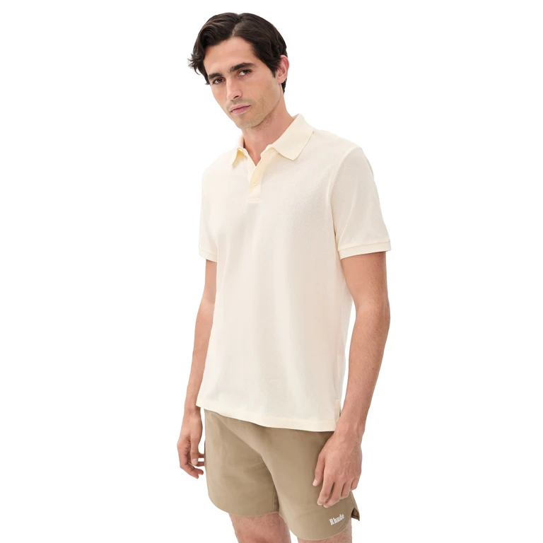 Polo Ralph Lauren Textured Pique Knit Polo Pale Cream XS