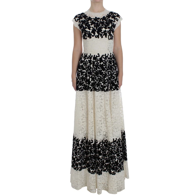 Dolce & Gabbana Floral Lace Ricamo Long Ball Maxi Dress Cotton - Women