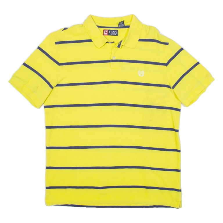 CHAPS Mens Polo Shirt Yellow Striped L