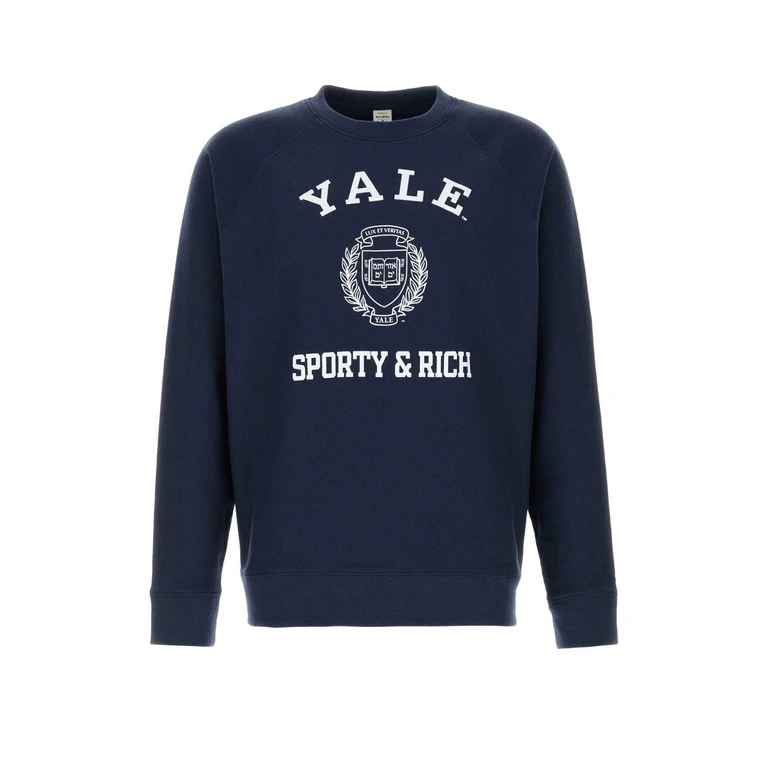 Sporty & Rich Navy Blue Cotton And Polyester Sweatshirt Darknavy Exterior: Felpe - Men
