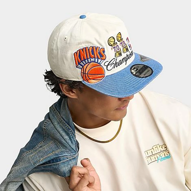 New York Knicks NBA Championship 19TWENTY Snapback Hat in Sail/Blue