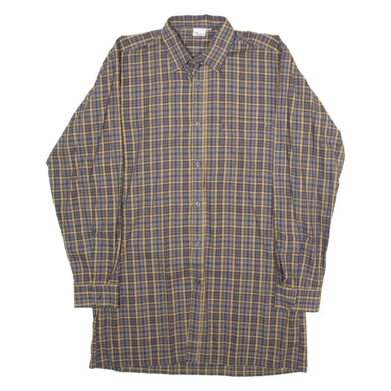 SAN MARCO Mens Shirt Grey Plaid Long Sleeve S