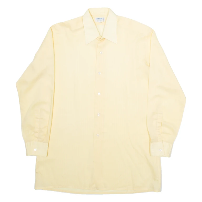 ACKERMAN Mens Plain Shirt Orange Long Sleeve M