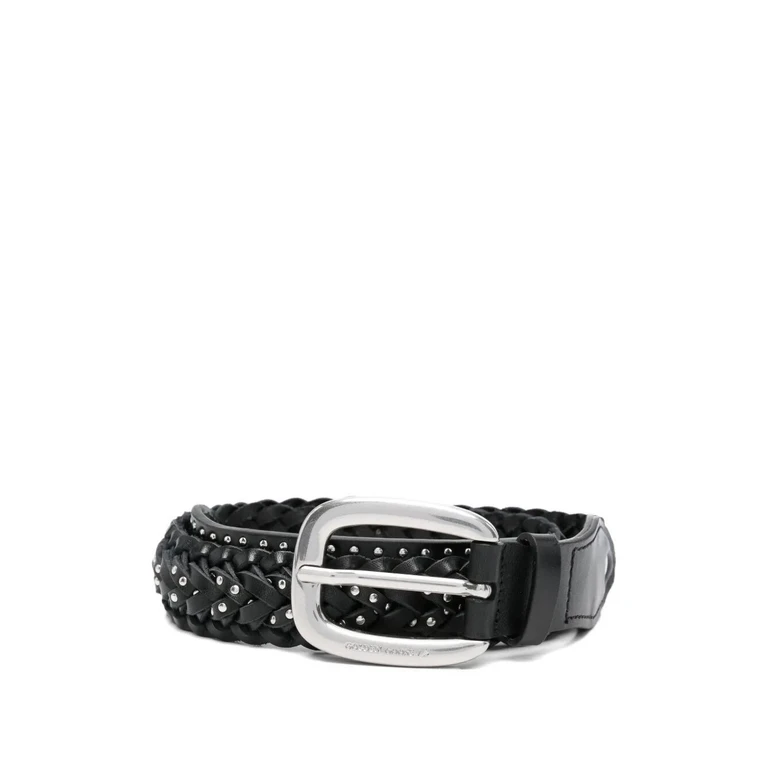 GOLDEN GOOSE "Braided Houston" Washed Leather With Micro Studs Belt (GMA00806.A000812.90100)